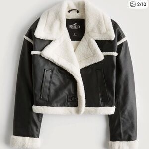 Hollister Faux Leather Sherpa Cropped Coat